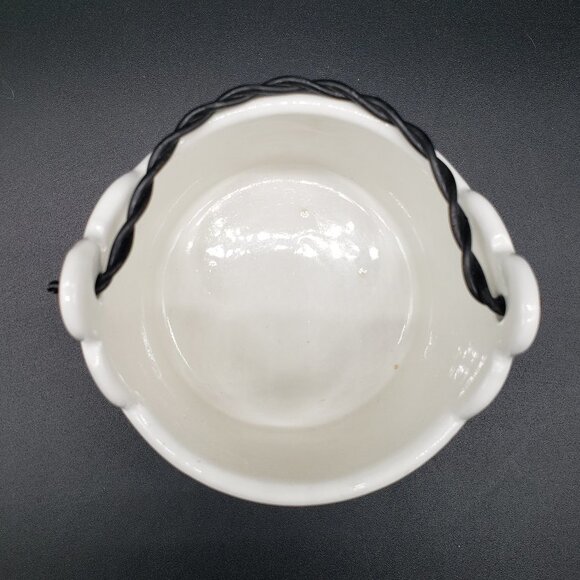 Italian Decorato A Mano Zoppola Friûl Floral Ceramic Metal Handle Basket Planter - Picture 7 of 9